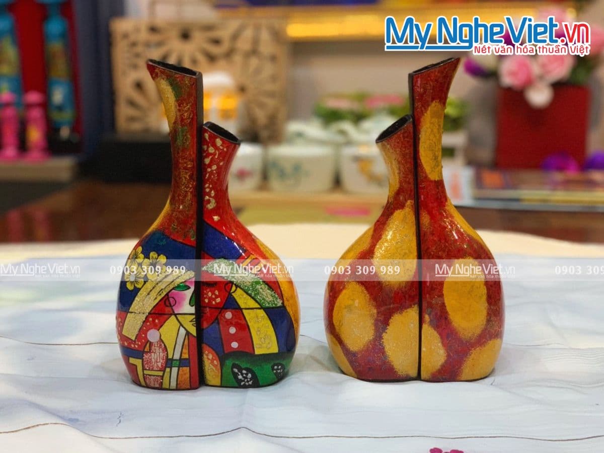 Discover the Artistry and Elegance of Vietnamese Lacquer Vase Pair Inspired by Picasso